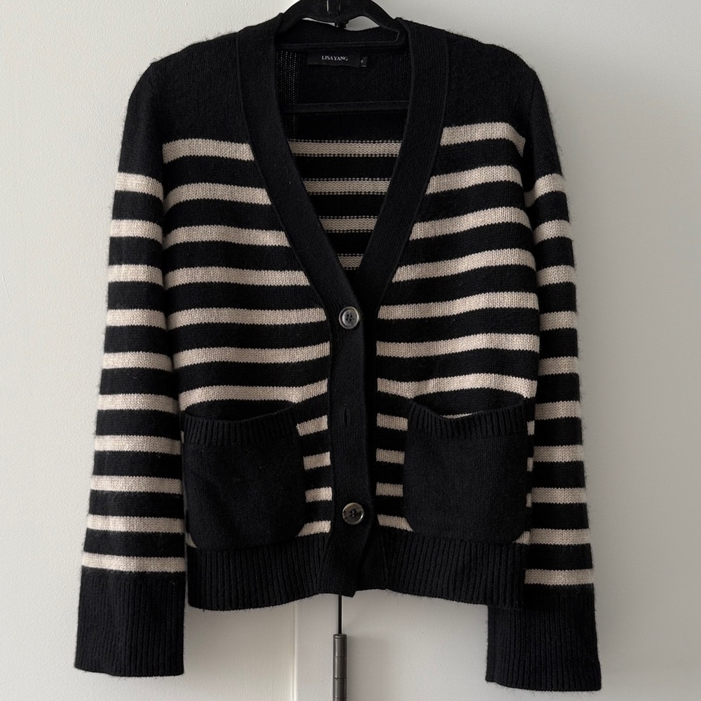 Lisa Yang Daphne Striped Cashmere Cardigan, Size 0!